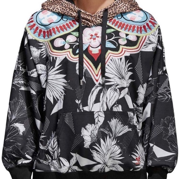 Adidas Originals X The Farm Hoodie Floral Cheetah - Picture 1 of 5